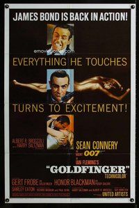 f007 GOLDFINGER one-sheet movie poster '64 Sean Connery as James Bond