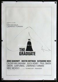 f367 GRADUATE linen style B one-sheet movie poster '68 Hoffman, pre-Awards!