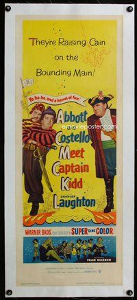 f279 ABBOTT & COSTELLO MEET CAPTAIN KIDD linen insert movie poster '53
