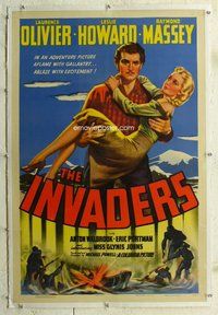 f389 INVADERS linen one-sheet movie poster '42 Olivier, Michael Powell