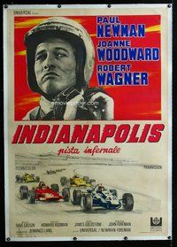 f049 WINNING linen Italian one-panel movie poster '69 Newman, Indy car racing