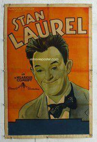 f468 STAN LAUREL linen one-sheet movie poster '20s great stone litho!