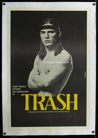 f489 TRASH linen one-sheet movie poster '70 Dallessandro, Warhol classic!
