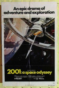 g005 2001 A SPACE ODYSSEY one-sheet movie poster R80 Kubrick sci-fi!