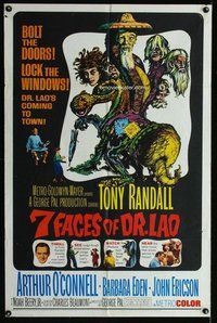 g008 7 FACES OF DR LAO one-sheet movie poster '64 Tony Randall, cool image!