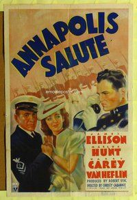 g023 ANNAPOLIS SALUTE one-sheet movie poster '37 James Ellison, Marsha Hunt