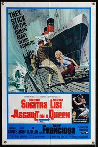 g042 ASSAULT ON A QUEEN one-sheet movie poster '66 Frank Sinatra, Lisi