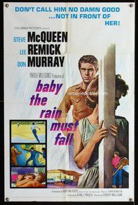 g048 BABY THE RAIN MUST FALL one-sheet movie poster '65 Steve McQueen
