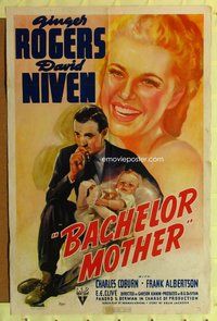 g050 BACHELOR MOTHER one-sheet movie poster '39 Ginger Rogers, David Niven
