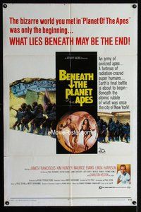 g066 BENEATH THE PLANET OF THE APES one-sheet movie poster '70 sci-fi!