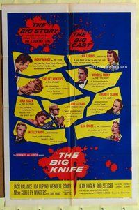 g076 BIG KNIFE one-sheet movie poster '55 Jack Palance, Ida Lupino