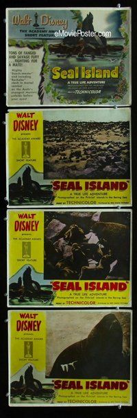 h721 SEAL ISLAND 4 Aust move lobby cards '48 Disney documentary!