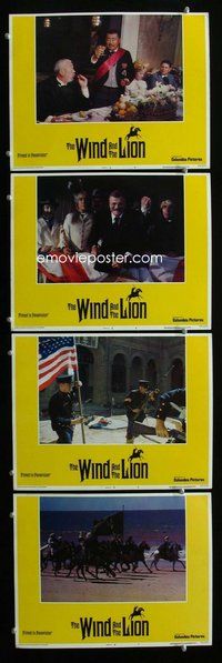 h748 WIND & THE LION 4 move lobby cards '75 Sean Connery, Bergen