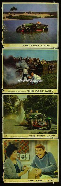 h682 FAST LADY 4 English move lobby cards '62 English car racing!