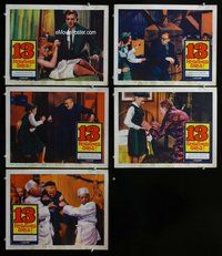 h546 13 FRIGHTENED GIRLS 5 move lobby cards '63 William Castle, horror!
