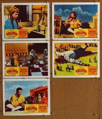 h547 3 WORLDS OF GULLIVER 5 move lobby cards '60 Ray Harryhausen