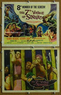 h826 7th VOYAGE OF SINBAD 2 move lobby cards '58 Ray Harryhausen