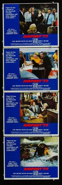 h654 AIRPORT '77 4 move lobby cards '77 Lee Grant, Jack Lemmon