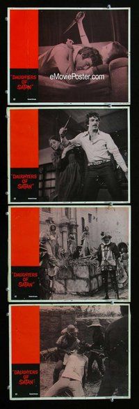 h673 DAUGHTERS OF SATAN 4 move lobby cards '72 first Tom Selleck!
