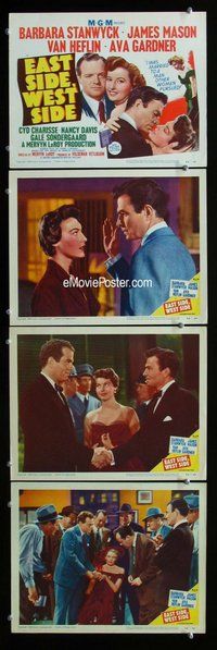 h680 EAST SIDE WEST SIDE 4 move lobby cards '50 Stanwyck, Mason