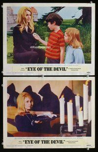 h862 EYE OF THE DEVIL 2 move lobby cards '67 Sharon Tate, horror!