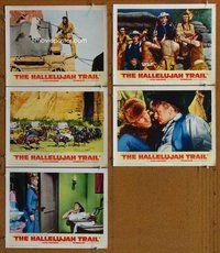 h584 HALLELUJAH TRAIL 5 move lobby cards '65 Burt Lancaster, Remick