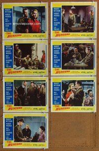 h326 HUNTERS 7 move lobby cards '58 Robert Mitchum, Robert Wagner
