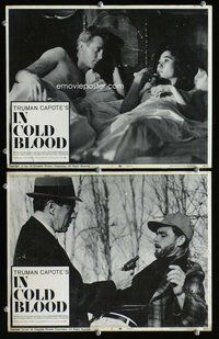 h881 IN COLD BLOOD 2 move lobby cards '68 Robert Blake, Truman Capote