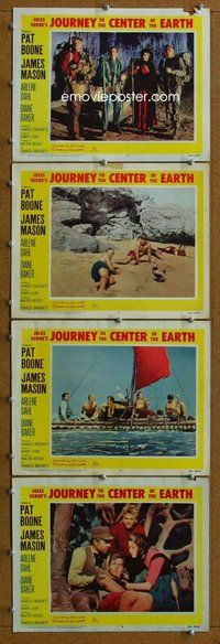 h699 JOURNEY TO THE CENTER OF THE EARTH 4 move lobby cards '59 Verne