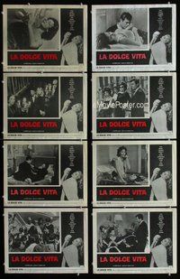 h141 LA DOLCE VITA 8 move lobby cards '61 Fellini, sexy Anita Ekberg!