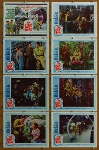 h152 LOST WORLD 8 move lobby cards '60 Michael Rennie, dinosaurs!
