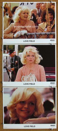 h792 LOVE FIELD 3 int'l move lobby cards '92 Michelle Pfeiffer close up