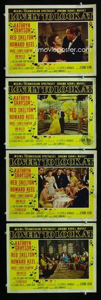 h707 LOVELY TO LOOK AT 4 move lobby cards '52 Kathryn Grayson, Skelton