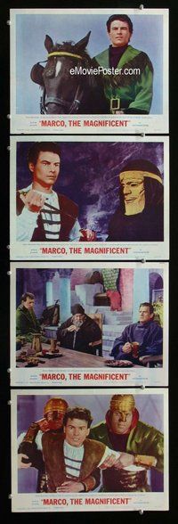 h710 MARCO THE MAGNIFICENT 4 move lobby cards '66 Horst Buchholz