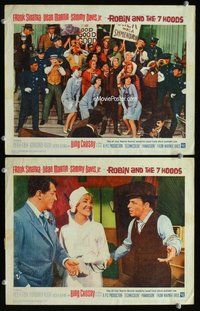 h908 ROBIN & THE 7 HOODS 2 move lobby cards '64 Sinatra, the Rat Pack!