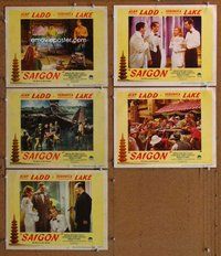 h620 SAIGON 5 move lobby cards '48 Alan Ladd, Veronica Lake