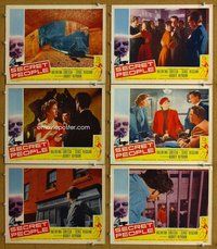 h510 SECRET PEOPLE 6 move lobby cards '52 first Audrey Hepburn!