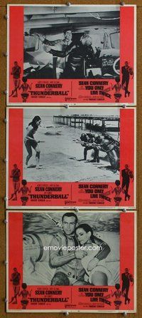 h813 THUNDERBALL/YOU ONLY LIVE TWICE 3 move lobby cards '71 James Bond