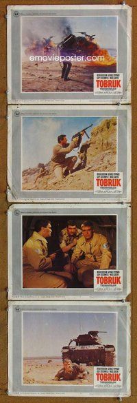 h736 TOBRUK 4 move lobby cards '67 Rock Hudson, George Peppard, WWII