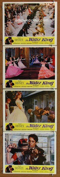 h742 WALTZ KING 4 move lobby cards '63 Disney bio of Johann Strauss!