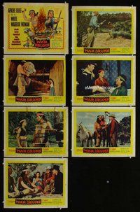 h417 WAR DRUMS 7 move lobby cards '57 Lex Barker, Native Americans!