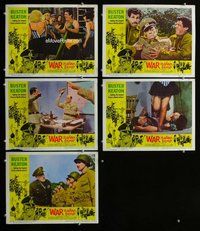 h641 WAR ITALIAN STYLE 5 move lobby cards '66 Buster Keaton, WWII!