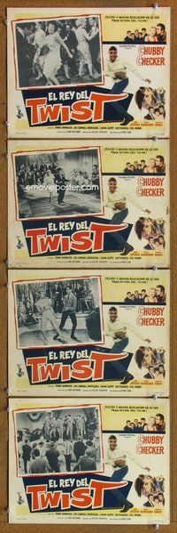 h678 DON'T KNOCK THE TWIST 4 Mexican move lobby cards '62Chubby Checker