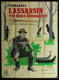 k125 ASSASSIN IN THE PHONEBOOK French one-panel movie poster '62 Fernandel