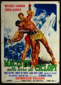 k525 ATLAS AGAINST THE CYCLOPS Italian one-panel movie poster '61 Deseta art