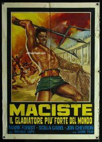 k553 COLOSSUS OF THE ARENA Italian 1p R67 cool art of Mark Forest as Maciste with trident!