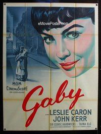 k167 GABY French one-panel movie poster '56 cool art of Leslie Caron!