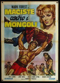 k585 HERCULES AGAINST THE MONGOLS Italian one-panel movie poster '63 Forest