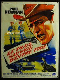 k018 HUD French one-panel movie poster '63 Roger Soubie art of Paul Newman!