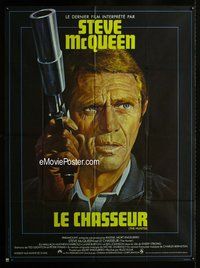 k173 HUNTER French one-panel movie poster '80 Steve McQueen w/big gun!